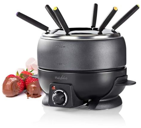 Nedis 2.3L Electric Fondue Set with 6 Forks and Adjustable Temperature