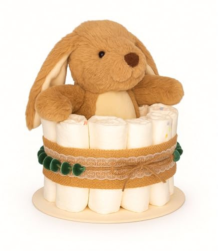 MilaBoo® Tarta de Pañales Estilo Boho Niño & Niña (Conejo Boho 20 cm)