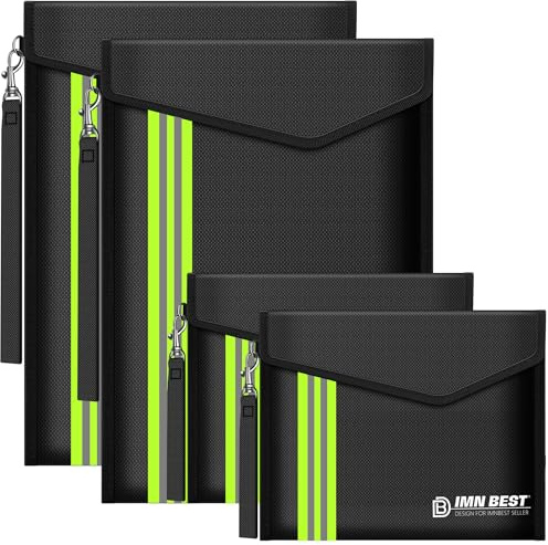 ImnBest 4 bolsas ignífugas e impermeables, cartera ignífuga para documentos A4, objetos de valor (hierro 4S)