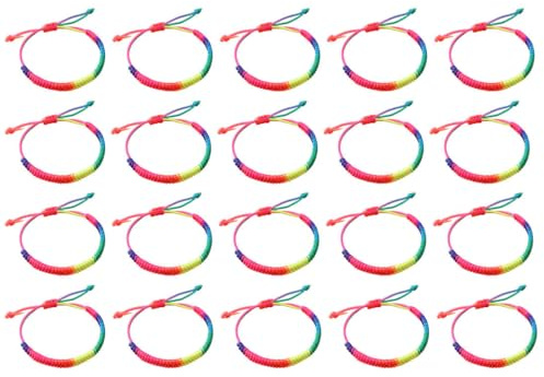 OPIURVY Set di 20 braccialetti dell'amicizia bohémien colorati e regolabili, design colorato intrecciato a mano, adatto a bambini e adolescenti come regalo premuroso.(C)