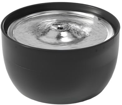FEELNEEDY Fuente para Gatos 3L Bebedero de Agua Gatos, Súper Silenciosa, Cubeta en Acero Inoxidable, Fácil de Limpiar, con LED y 1 Filtro de Carbón Activado, Negra
