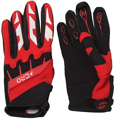 Mud Defeater Motor Motocross Handschuhe Motorrad Kinder Moto Cross Downhill Bike MTB Mountainbike AERO rot (M)