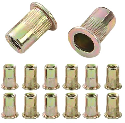 QANCEN 50 Pezzi Rivetti Filettati M5, Inserti Filettati per Dadi a Testa Piatta, Zincati in Acciaio al Carbonio Inserti Filettati Adatto per Legno, Automotive, Mobili