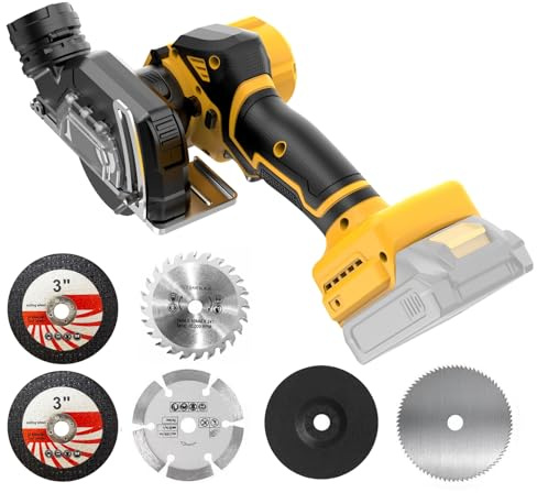 3 Cordless Cut Off Tool Compatible With DeWalt 20V MAX Battery(NO Battery) Mini Circular Saw with Blades,19000RPM Brushless Motor,Removable Dust Cover for Metal/Wood/Tile/Plastic