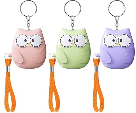 OMANA Personal Safety Alarm for Women & Kids 3-Pack – 130dB Loud Emergency Keychain Alarm with LED Light, Portable Self Defence Panic Alarm for Girls Walking, Travel, Elderly & Night Safety Owl
