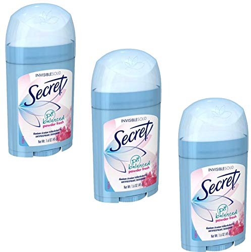 Secret Anti-Perspirant Deodorant Invisible Solid Powder Fresh, 1,6 oz (3er Pack)