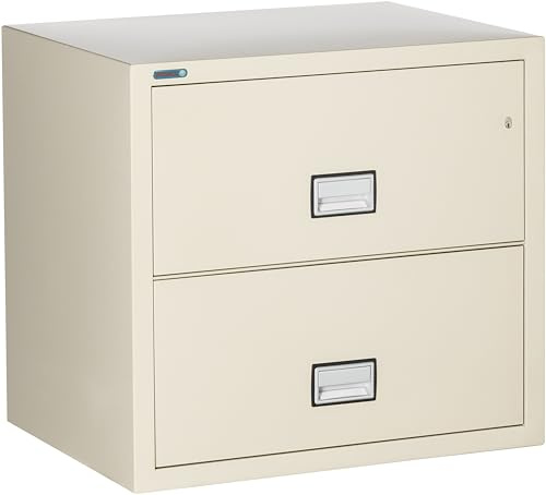 Phoenix Safe 31 inch Wide 2-Drawer Lateral Fireproof File Cabinet – Legal and Letter Size Filing – Key Lock – Water Resistant – Fire Safe and Impact Rated – Putty Finish – Model LAT2W31P