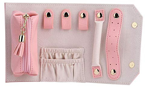 Betued Bolsa de Joya de Rollo de Joya,Estuche Organizador de joyería para múltiples Collares, Anillos - portátil y práctico