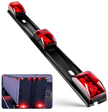 Nilight TL-11 1PC Red 9 LED ID Bar Marker Tail Black Stainless Steel Bracket for Truck Trailer Boat Identification Light