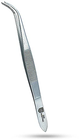 SMI 12,5 cm Böjd pincett precision anatomisk pincett tandad spets industriell pincett hobbypincett modellering pincett DIY rostfritt stål