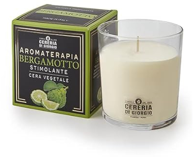 Cereria Di Giorgio Candela Profumata Cera Vegetale, durata fino a 44h- Made In Italy Aromaterapia - Bergamotto - Stimolante