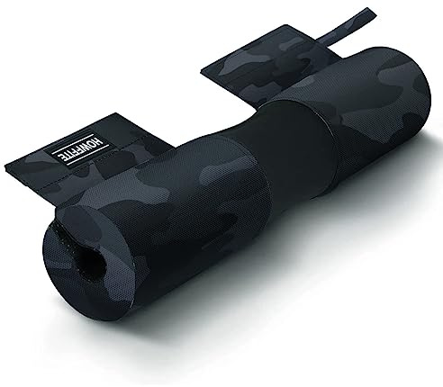 Barbell Pad Hip Thrust Pad Squat Bar Foam Cushion for Glute Bridges and Lunges Fitness Provides Support to Neck and Shoulders Oxford Fabric Cover Blue Camo Style with Straps and Anti-Slide Design
