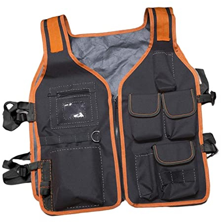 Gralara Tool Vest Tool Bag Utility Pack Lightweight Storage Men's Adjustable Work Vest Waistcoat