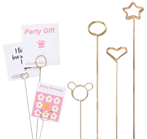 Fotohalter mit Klammern, 40 Stück Fotohalter 34cm Lang Metall Tischkartenhalter Gold Notizhalter Metalldraht Bilderhalter Hochzeit Foto Halter Clips für Partys MenüKartenhalter