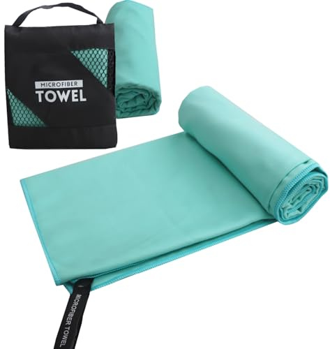 Microfiber Travel Towel, 80x40cm Quick Dry Towels, Super Absorbent Camping Towels Lightweight, Beach Compact Sports Gym Fitness Towel for Sports, Shower, Backpacking, Bath (Lake Blue)