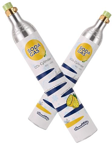 NextWhip Cilindro de CO₂ para burbujeador de agua, 2 botellas de 60 l, 14 5 onzas, ideal para agua con gas y bebidas refrescantes, solución perfecta para el hogar (botella nueva)