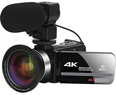 OUTFYT Videocámara Profesional Full 4K Cámara Digital Gran Angular de 48MP Streaming Time Lapse Vlog Grabadora de Video Micrófono Cámara Web,PortáTil Multifuncional(32G SD Card)