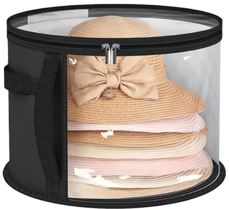 SSKHE 1 x Hutbox mit Deckel, runde Hut-Aufbewahrungsbox, Reise-Aufbewahrungstasche, leicht und atmungsaktiv, für Zuhause und Reisen