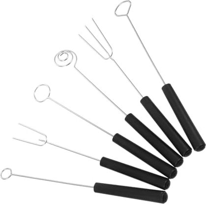 EXHUMKY 6 Stück Hot-Pot- aus Edelstahl Fonduegabel Dip-Gabeln für die Küche gebratene Fleischgabeln Tauchwerkzeuge für die Süßigkeitenherstellung Obstgabeln Kunststoff Schwarz