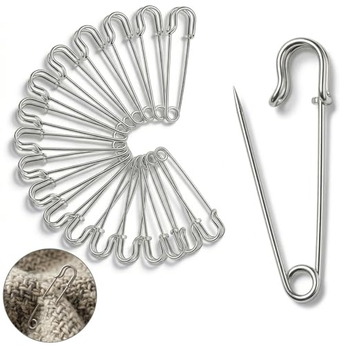 Dwsdws 25 st stora säkerhetsnålar 65 mm metall kiltstift | Starka kraftiga filtstift, silver, järn, för filtar, smycken, kläder, läder, duk, hantverkskonst, broschtillverkning