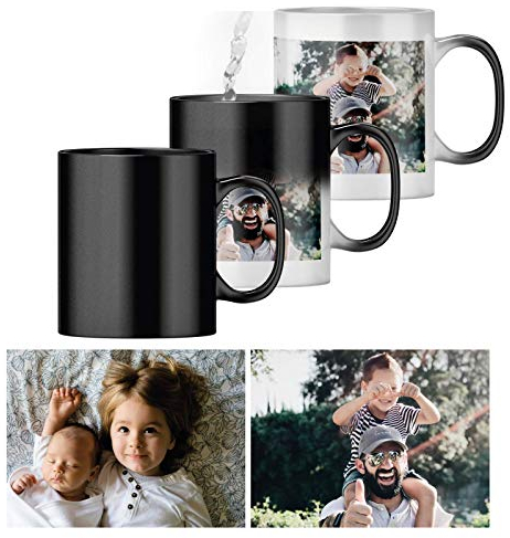 Personalised Heat Change Mug with Two Photo Collage (11oz) Personalise 2 Photos Magic Heat Collage Photo Mug Gift