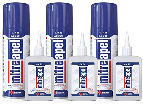 Mitreapel Lot de 2 tubes de colle Superka (3 x 50 g) avec activateur de colle en spray (3 x 200 ml) – Colle cyanoacrylate pour bricolage et construction