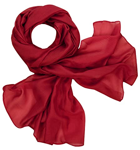 Tuopuda Schal Damen, Stola Sonnenschutz, Halstuch Seidenschals für Abendkleid hochzeit Sandstrand, Tuch aus Baumwolle und Leinen, Geschenk Frauen Seidentuch Einfarbigen 180 * 80CM, Weinrot