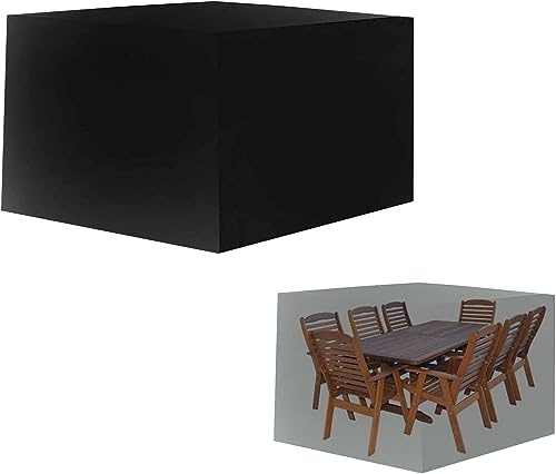 RGRE Funda Muebles Exterior Impermeable 110x110x74cm, Cubierta De Mesa De Jardín, 420D Oxford Funda Protectora para Muebles De Jardin, Cubierta De Muebles Interior Y Exterior, Rectangular