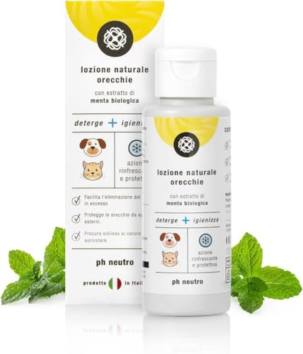 Animal House Lozione Naturale per Le Orecchie di Cani e Gatti, Igienizza e Deterge, Ipoallergenica, Cruelty Free, Rinfresca e Protegge