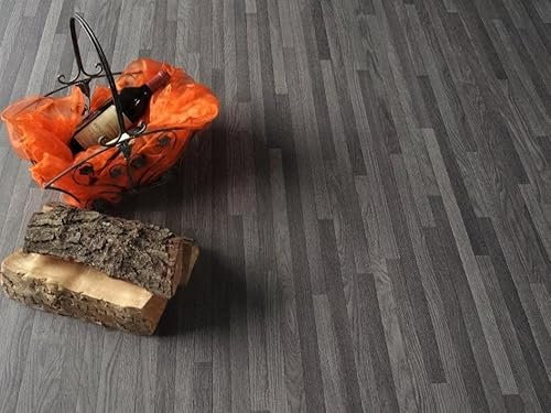 PVC Bodenbelag Vinylboden in schmalem Holz Design, grau, Zuschnitt (2m breit, 5,5m lang)