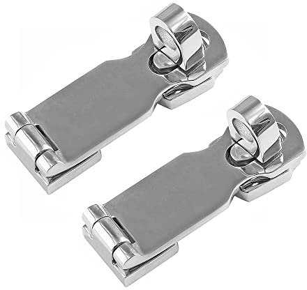 2 Pcs Marine Grade 316 Stainless Steel Door Hasps, 3 Inch Heavy Duty Swivel Safety Hasp with Turning Padlock Eye Mount