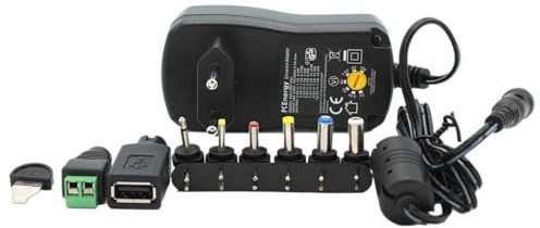 Universell strömförsörjning, 3–12 V DC, 1,5 A, 18 W med 6 kontakter USB och terminaladapter