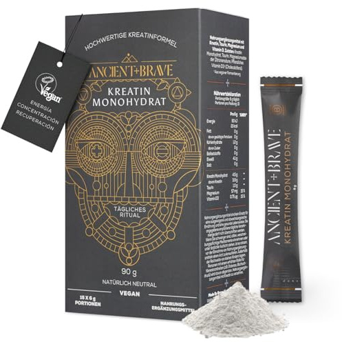 Ancient + Brave True Creatine+ Sachets 15 x 6g - Premium Creatine Monohydrate Powder - 100% Micronised - High Performance, Strength Building - Muscle Recovery, Cognition & Wellness