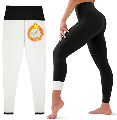 HEGALY Thick Fleece Lined Leggings for Women Tummy Control High Waisted Workout Thermal Warm Soft Yoga Pants for Cold Winter Black