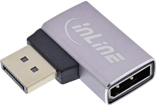 InLine DisplayPort 1.4 Adapter, 90° Links gewinkelt, DP Stecker zu Buchse, 8K-kompatibel, 17291E