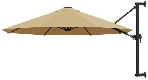 Gecheer Parasol mural avec barre en métal taupe 300 cm
