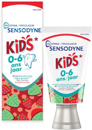 SENSODYNE Dentifrice Enfant Pro-Email 0/6 Ans, Protège Les Dents de Lait Contre les Caries, Fortifie L'Email En Douceur, Arômes 100% Naturels, Goût Fraise, 75 ml
