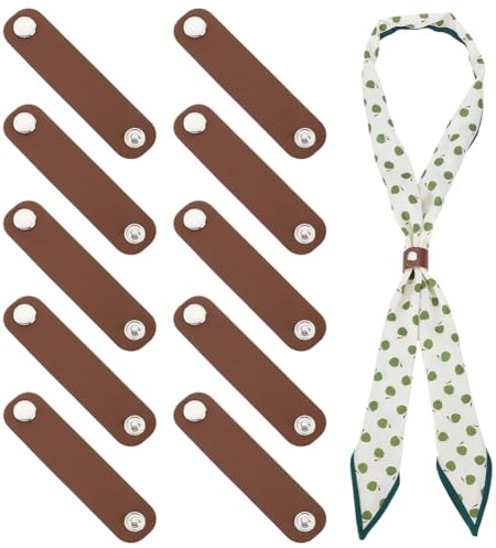PH PandaHall 10pcs Leather Scarf Clasp Clips Silk Scarf Buckle | Scarf Ring and Slides Neckerchief Slide Bandanas Clip for Women Weddings Parties Luggage Tags Label Clothing, Sienna