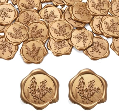 YUVKIN 20 Piezas Sellos de Cera Autoadhesivos Vintage para Bodas, Invitaciones, Sobres, Cumpleaños y Fiestas (Dorado) (Diseño de Romero)