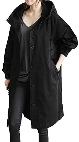 Trenchcoat dam lång med huva, vinterrock dam varm övergångsjacka mode utomhusjacka med fickor vindjacka enfärgad vinterjacka casual damkappa överdimensionerad kappa medellång kappa med huva