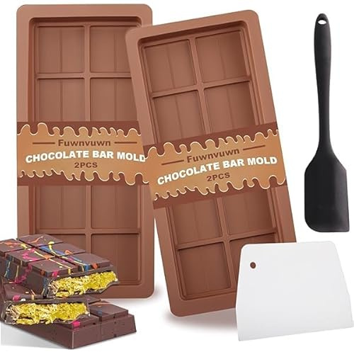 Set Moldes de Silicona para Chocolate Dubai 2 moldes grandes de 73 g espátula negra reutilizable silicona alimentaria BPA Free Regalo ideal para casa, repostería y DIY