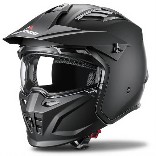 Casques Jet Vintage Rétro Moped Scooter Casque Moto Cross Homologation ECE2206 Noir Mat
