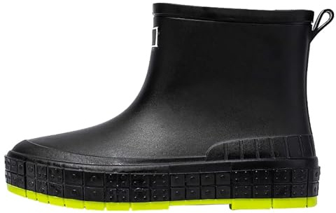 Gummistövlar dam lätta, regnstövlar dam kort svart gummistövletter fashionabla arbetsskor vattentäta regnskor halkfria slip-stövlar utomhus trekkingstövlar slitage fiskestövlar, svart, 37 EU