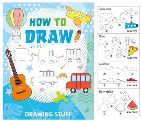 Libro da disegno – Guida educativa passo-passo per la pittura, libro di lavoro per le attività dei cartoni animati, libro d'arte per l'apprendimento precoce, design di carta spessa, set da colorare