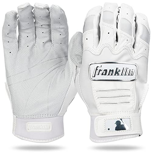 Franklin Sports CFX Pro Full Color Chrome Series Batting Gloves CFX Pro Full Color Chrome Batting Gloves, White, Adult Medium