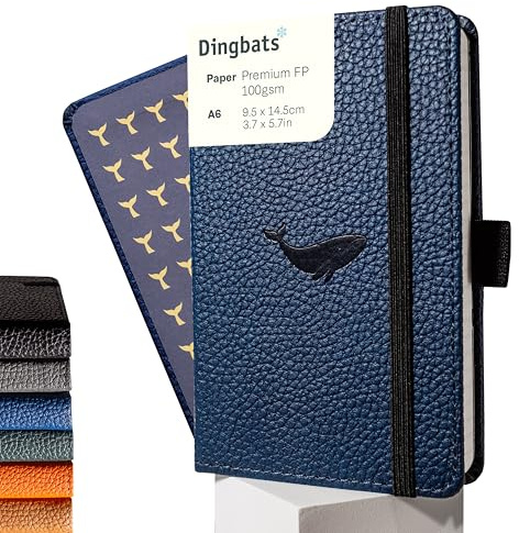 Dingbats* - Wildlife Plain Pocket Notebook A6 - PU Leather Hardcover Journal - Ideal for Work, Travel - Pocket, Elastic Closure, Pen Holder, Bookmark