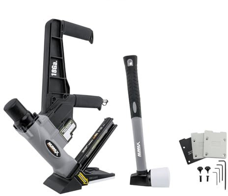 NuMax S18GLCNDH Clavadora neumática para pisos de doble mango de calibre 18 de 1-3/4 pulgadas con tacos en L