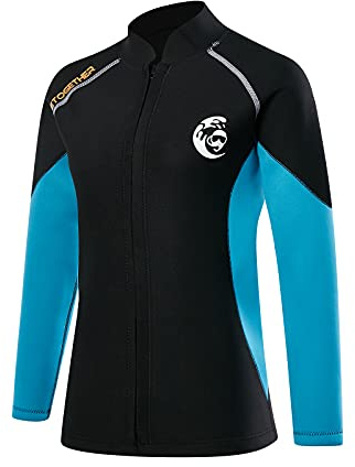 Veste de plongée pour homme et femme, en néoprène de 2 mm avec fermeture éclair sur le devant, manches longues, pour le surf, la natation, la plongée, haut de combinaison (M, femme)