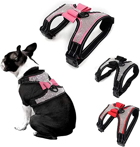 Nœud papillon avec strass pour chien et chat - Gilet réfléchissant mignon et étincelant avec diamants doux étincelants - Tailles S, M, L - Rouge