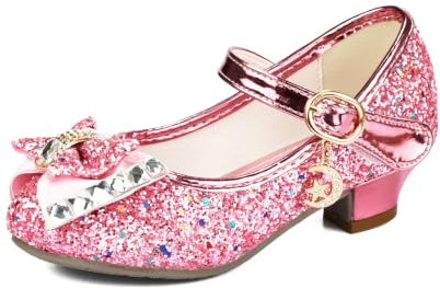 TRIWORIAE-Chaussures de Princesse à Talon pour Filles avec Paillettes Chaussures Reine Chaussures de Déguisement Scintillantes pour Fêtes et Anniversaires